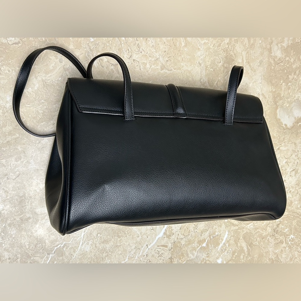 Prada Black Leather Shoulder Bag with Gold-Tone Clasp - Picture 5 of 15